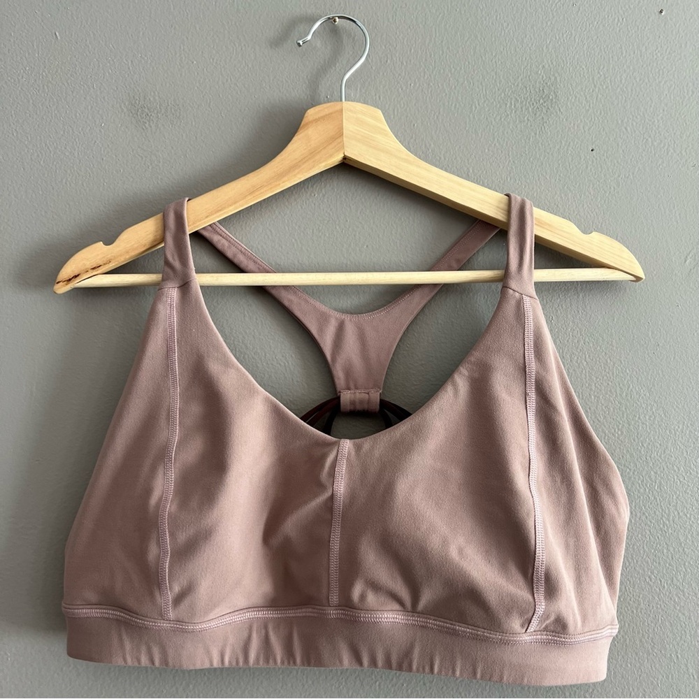 PrAna Momento Sports Bra Racerback Strappy Yoga Stretch Athletic Mauve Size XL